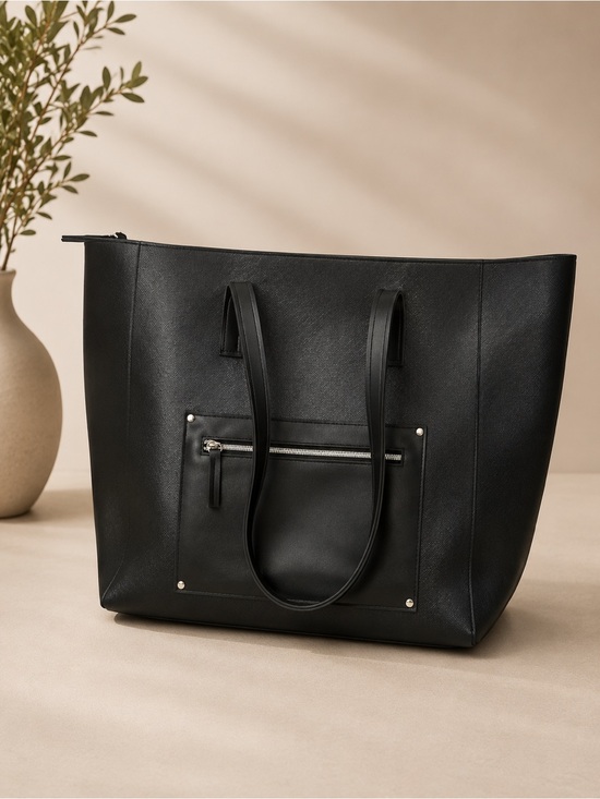 Handbags - Classic Black Tote Bag - Sleek Everyday Carry